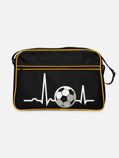 Don pour fan de la ligne ECG Pulsation de cœur de football - Sac Retro - noir/or - Devant