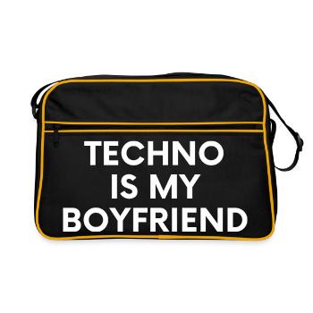 Techno est mon petit ami - Spruch - Sac Retro - noir/or - Devant