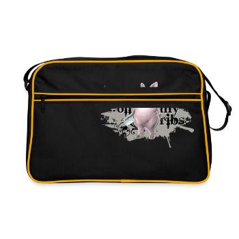 shirt motif pig butcher hands off my ribs gray - Retro Bag - black/gold - Front
