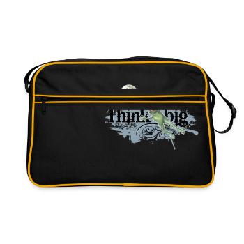 shirt motiv frosch mond positiv think big blaugrau - Retro Tasche - Schwarz/Gold - Vorne