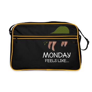 Faultier Monday funny office gift birthday - Retro Bag - black/gold - Front