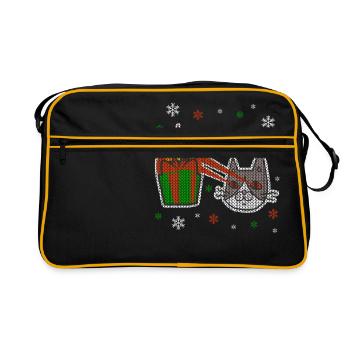 Laid de Noël flocons de neige Laser Cat cadeau - Sac Retro - noir/or - Devant