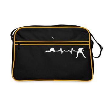 Badminton heartbeat heartbeat gift shuttlecock - Retro Bag - black/gold - Front