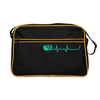 Dj discjockey Herzschlag heartbeat geschenk musik - Retro Tasche - Schwarz/Gold - Vorne