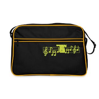 Dirigent Herzschlag Noten Geschenk musiker - Retro Tasche - Schwarz/Gold - Vorne