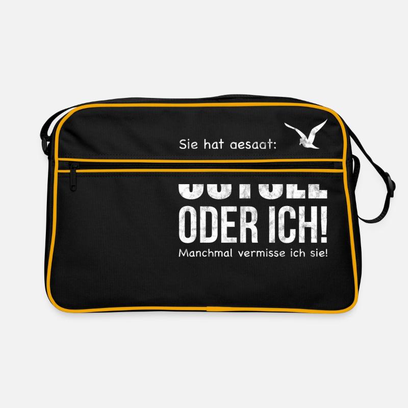 Ostsee oder ich! Mann | Norden Meer Küste Hafen - Retro Tasche - Schwarz/Gold