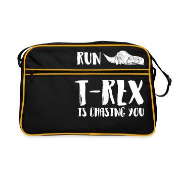 Lustig T-Rex Tyrannosaurus laufen joggen Geschenk - Retro Tasche - Schwarz/Gold - Vorne