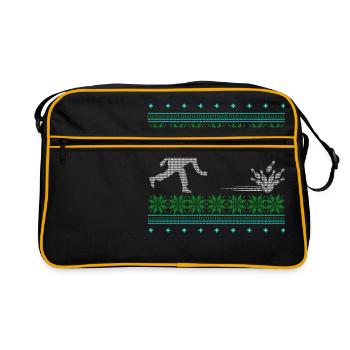 terrain de boules laid noël pull sport bowling cadeau - Sac Retro - noir/or - Devant