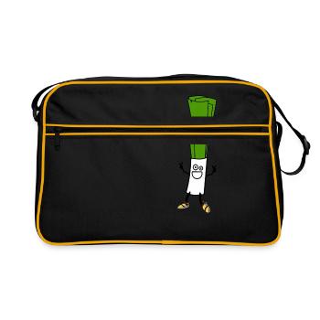 Lauch happy lustig fresh - Retro Tasche - Schwarz/Gold - Vorne