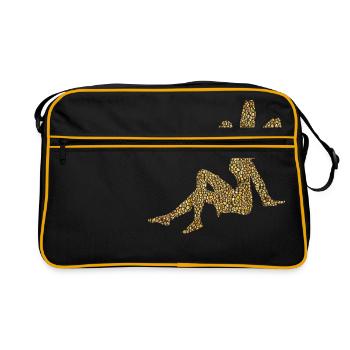 einhorn elfe prinzessin fee meerjungfrau zauberer1 - Retro Tasche - Schwarz/Gold - Vorne