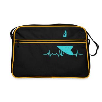 Wind surfen Herzschlag geschenk sport wassersport - Retro Tasche - Schwarz/Gold - Vorne