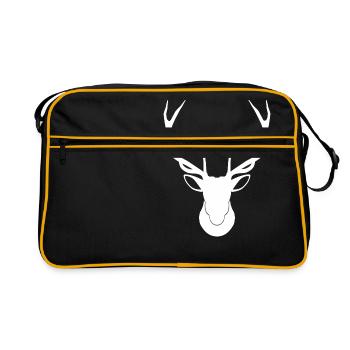 Hirsch - Hirschgeweih - Retro Tasche - Schwarz/Gold - Vorne
