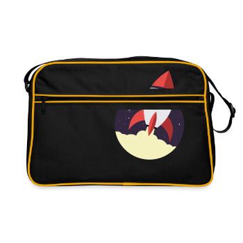 Rocket launch, rocket, space - Retro Bag - black/gold - Front