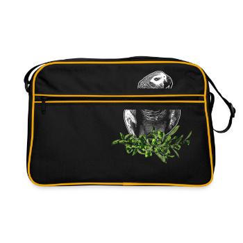 Graupapagei - Retro Tasche - Schwarz/Gold - Vorne