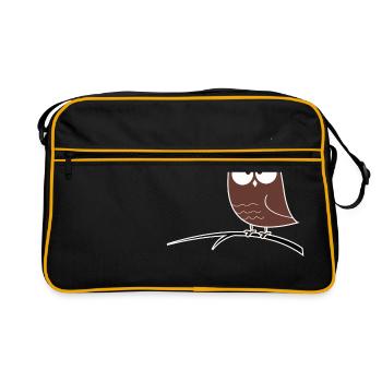 Squinting Owl Gift Idea - Retro Bag - black/gold - Front