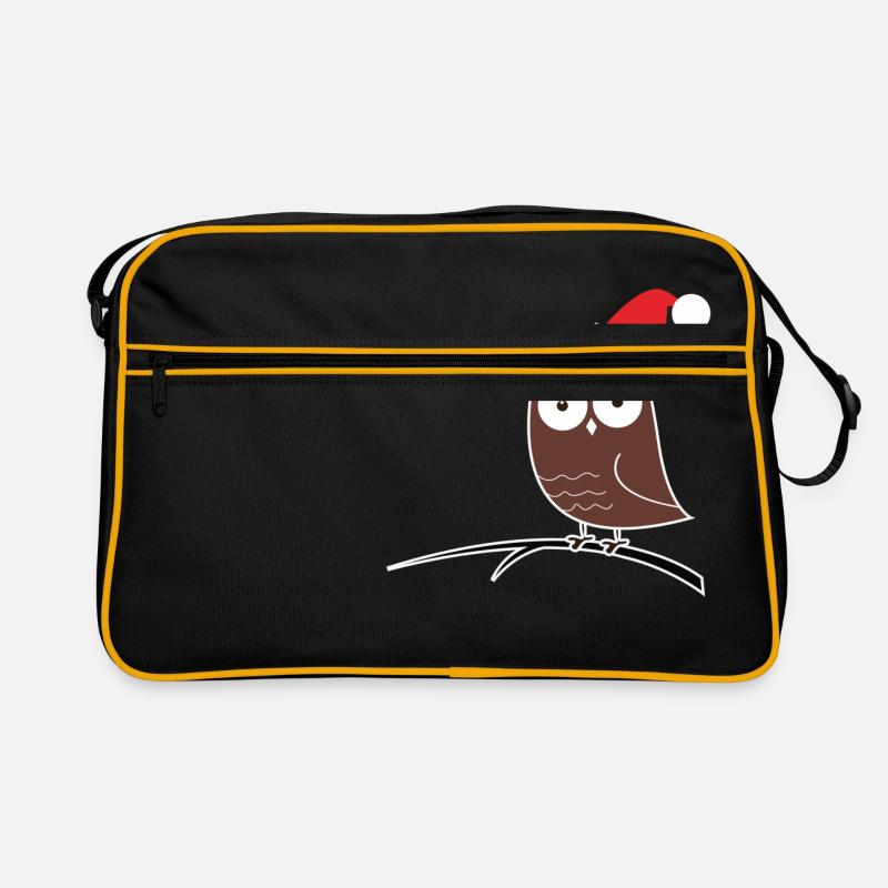 Die Weihnachts-Eule! Geschenk Idee - Retro Tasche - Schwarz/Gold