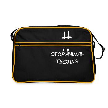 stop animal testing demonstration gift policy - Retro Bag - black/gold - Front