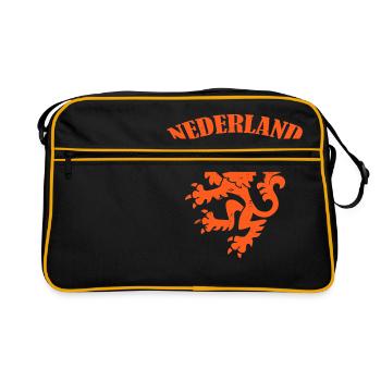 lion T-shirt nederland - cadeau football wm - Sac Retro - noir/or - Devant