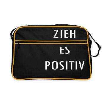 Zieh es positiv - Retro Tasche - Schwarz/Gold - Vorne