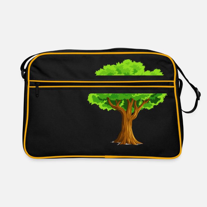 baum tree baumstamm wald forest woods33 - Retro Tasche - Schwarz/Gold
