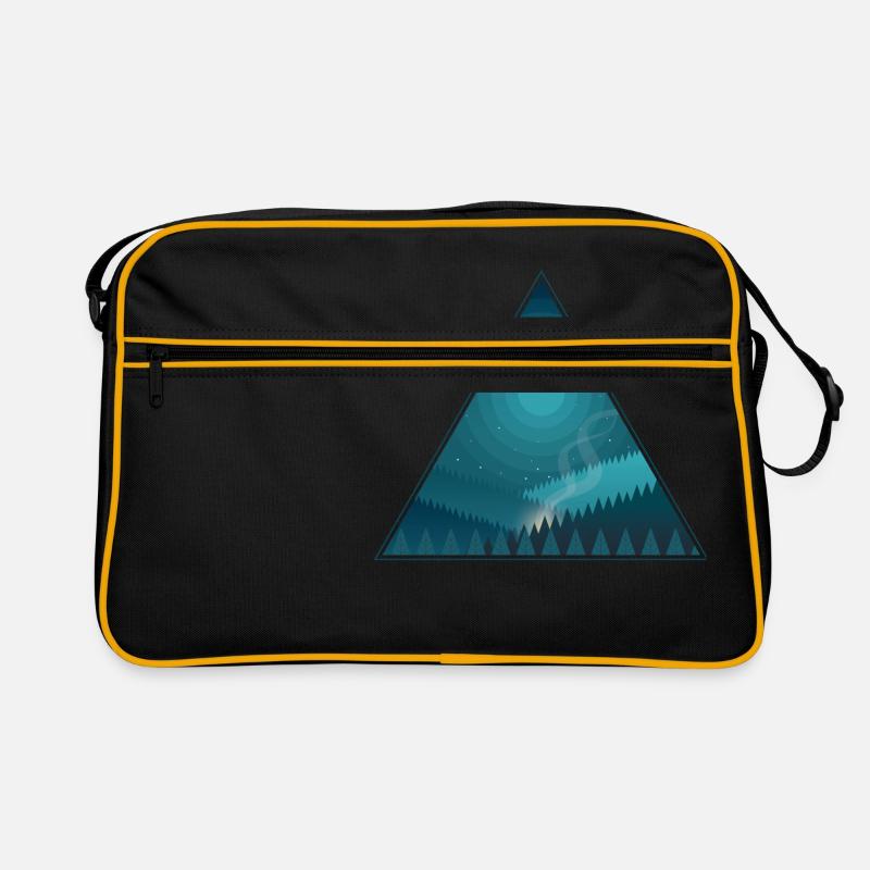 Triangle night campfire at full moon in the forest Retro Bag