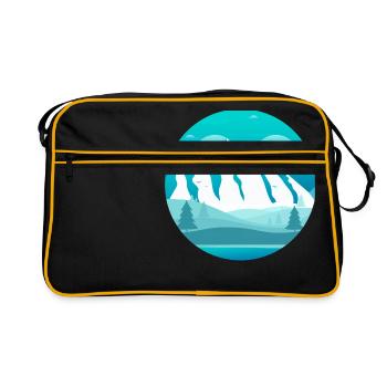 Mountains covered with snow and forest - Retro Bag - black/gold - Front