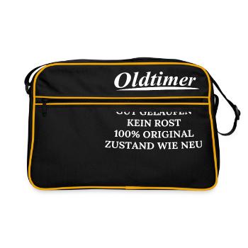 56. GEBURTSTAG OLDTIMER Geschenkidee Motiv Design - Retro Tasche - Schwarz/Gold - Vorne