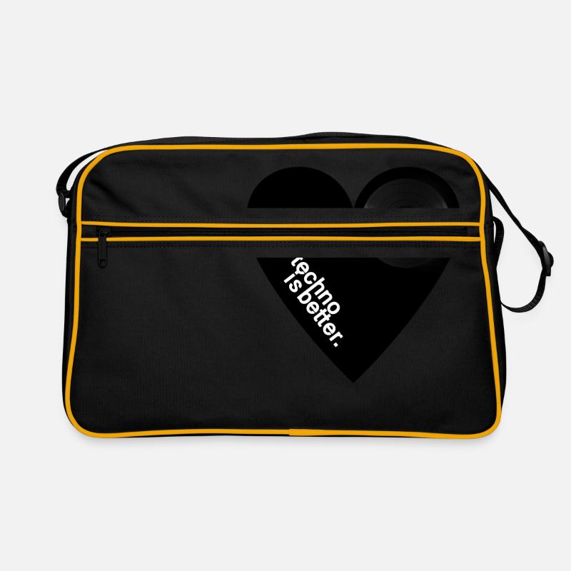 Techno Herz - Retro Tasche - Schwarz/Gold