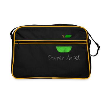 Sour Apple fruit Vegan calembours idée cadeau - Sac Retro - noir/or - Devant