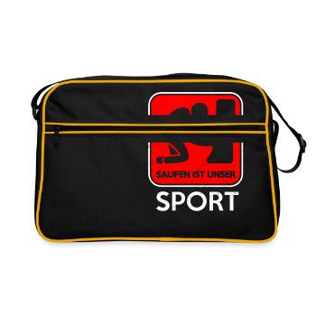 Saufen Ist Unser Sport T-shirt - Retro Tasche - Schwarz/Gold - Vorne