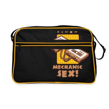 le sexe mécanique, deux cassettes sont enroulés. - Sac Retro - noir/or - Devant