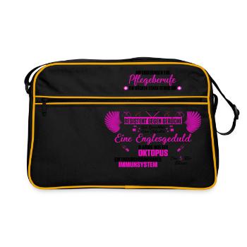Anforderungen für Pflegeberufe T-Shirt Geschenk - Retro Tasche - Schwarz/Gold - Vorne
