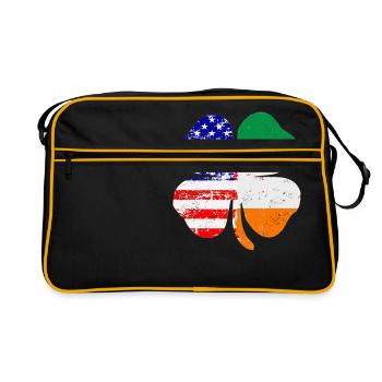 American Irish Clover Leaf Gift - Retro Tasche - Schwarz/Gold - Vorne
