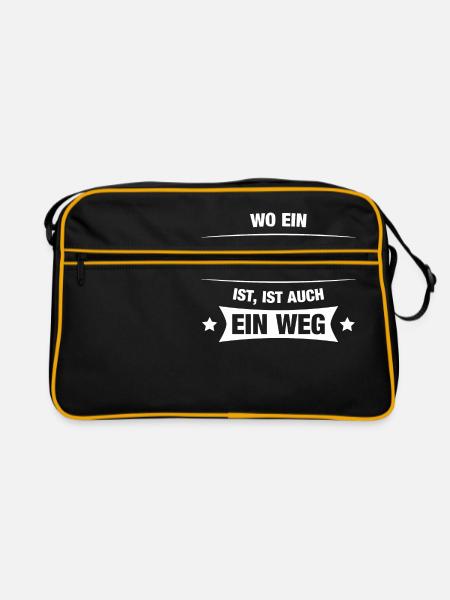 KAI Spruch Geschenkidee Geburtstag Witzig Geschenk - Retro Tasche - Schwarz/Gold - Vorne