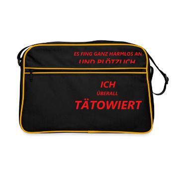 I love Tattoo Geschenk Tattoo Sprüche Tattoo Shirt - Retro Tasche - Schwarz/Gold - Vorne