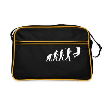 Evolution Volleyball Spieler Geschenk Sport Volley - Retro Tasche - Schwarz/Gold - Vorne