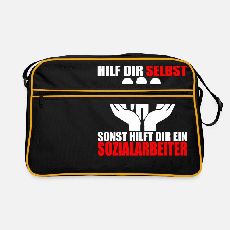 HILF DIR SELBST SONST HILFT DIR EIN SOZIALARBEITER - Retro Tasche - Schwarz/Gold