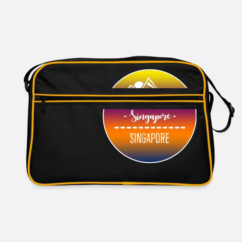 Singapur Singapur - Retro Tasche - Schwarz/Gold
