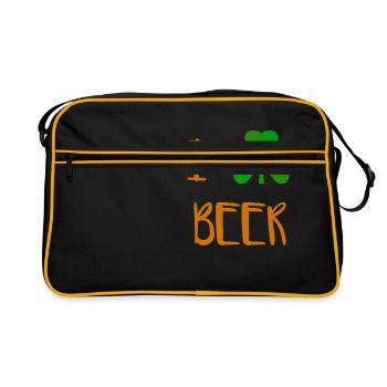 Je la bière de trèfle - J'aime la bière - Sac Retro - noir/or - Devant