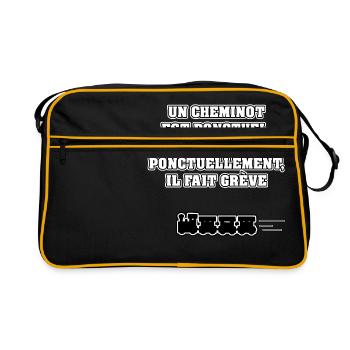 UN CHEMINOT EST PONCTUEL, ET D'AILLEURS... - Sac Retro - noir/or - Devant