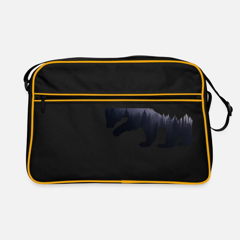 Ours forêt nature - cadeau - Sac Retro - noir/or