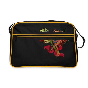 floral Wirbelsäule - Retro Tasche - Schwarz/Gold - Vorne