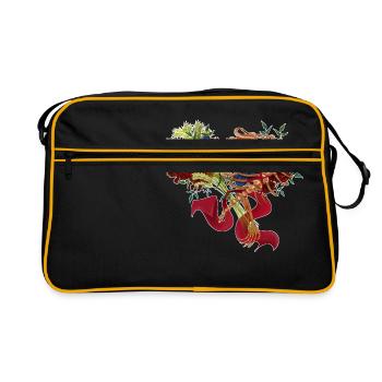 floraler Rücken (bis) - Retro Tasche - Schwarz/Gold - Vorne