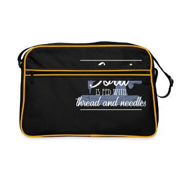 Nähmaschine nähen Schneider Handarbeit Geschenk - Retro Tasche - Schwarz/Gold - Vorne