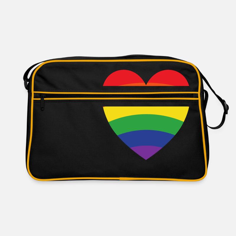 Regenbogenherz | LGBT | Geschenkidee - Retro Tasche - Schwarz/Gold
