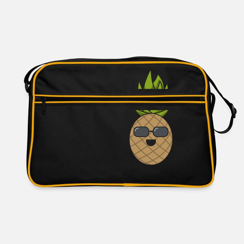 Ananas cool Geschenk Sonnenbrille Sommer Obst - Retro Tasche - Schwarz/Gold