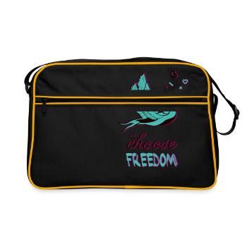 choisir la liberté, avaler, liberté, oiseau, liberté - Sac Retro - noir/or - Devant