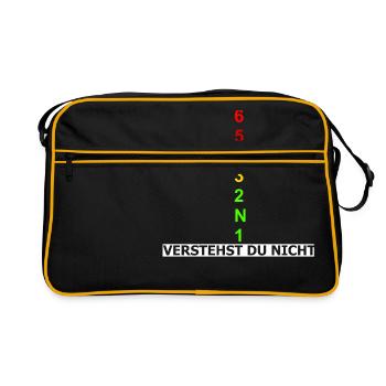 Motorrad Gangschaltung Gänge Bike Biker Bikes - Retro Tasche - Schwarz/Gold - Vorne