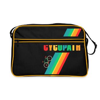 Retro Vintage Cycopath Bicycle Road Bike T-Shirt - Retro Bag - black/gold - Front