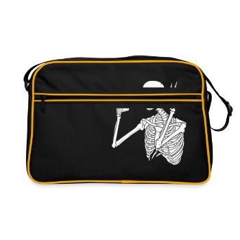 Skeleton with mobile phone - Retro Bag - black/gold - Front